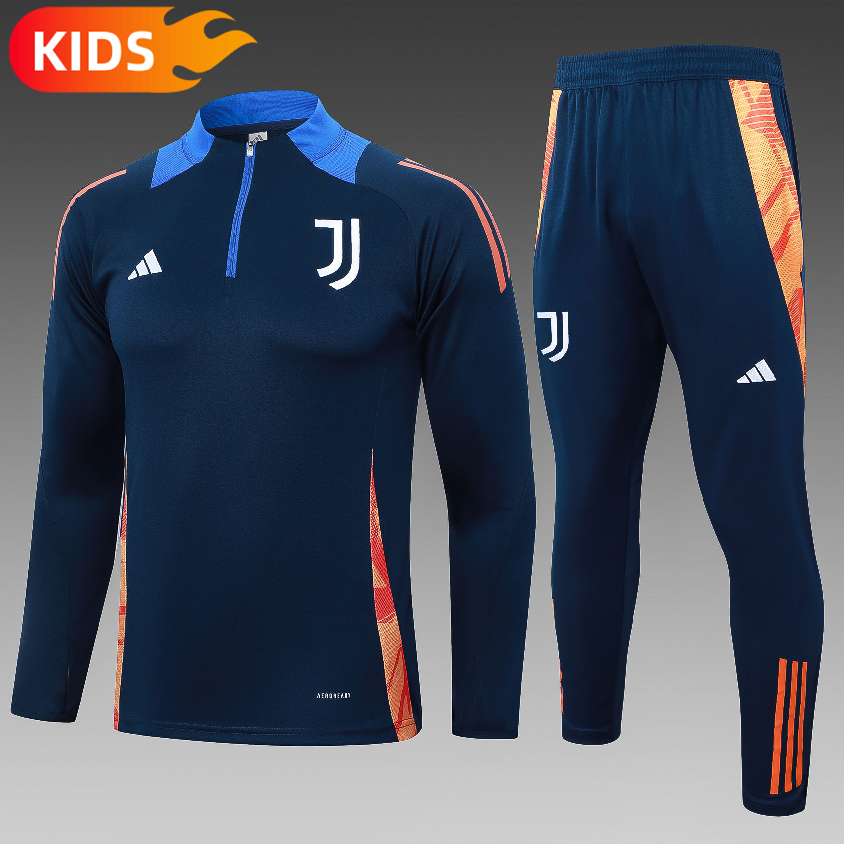 0ff5ad672f216c10f5c85bce96d5d7f0.jpg 2024/2025 Juventus Half-Pull Training Wear Sapphire Football Shirt Kids Size - Image 1