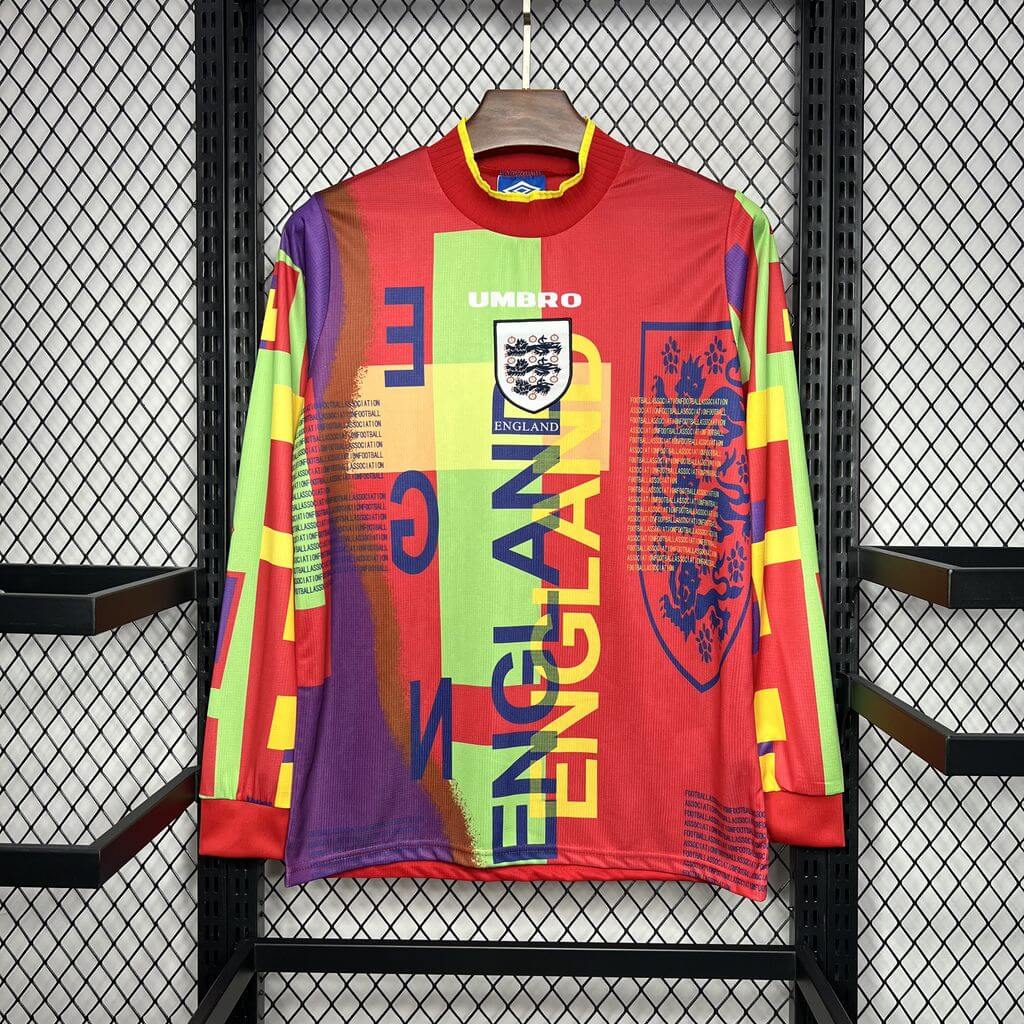 19c53841089e3a3fd18e4c976ab03e2a.jpg 1995/1996 Retro Long Sleeve England Goalkeeper Football Shirt 1:1 Thai Quality - Image 1