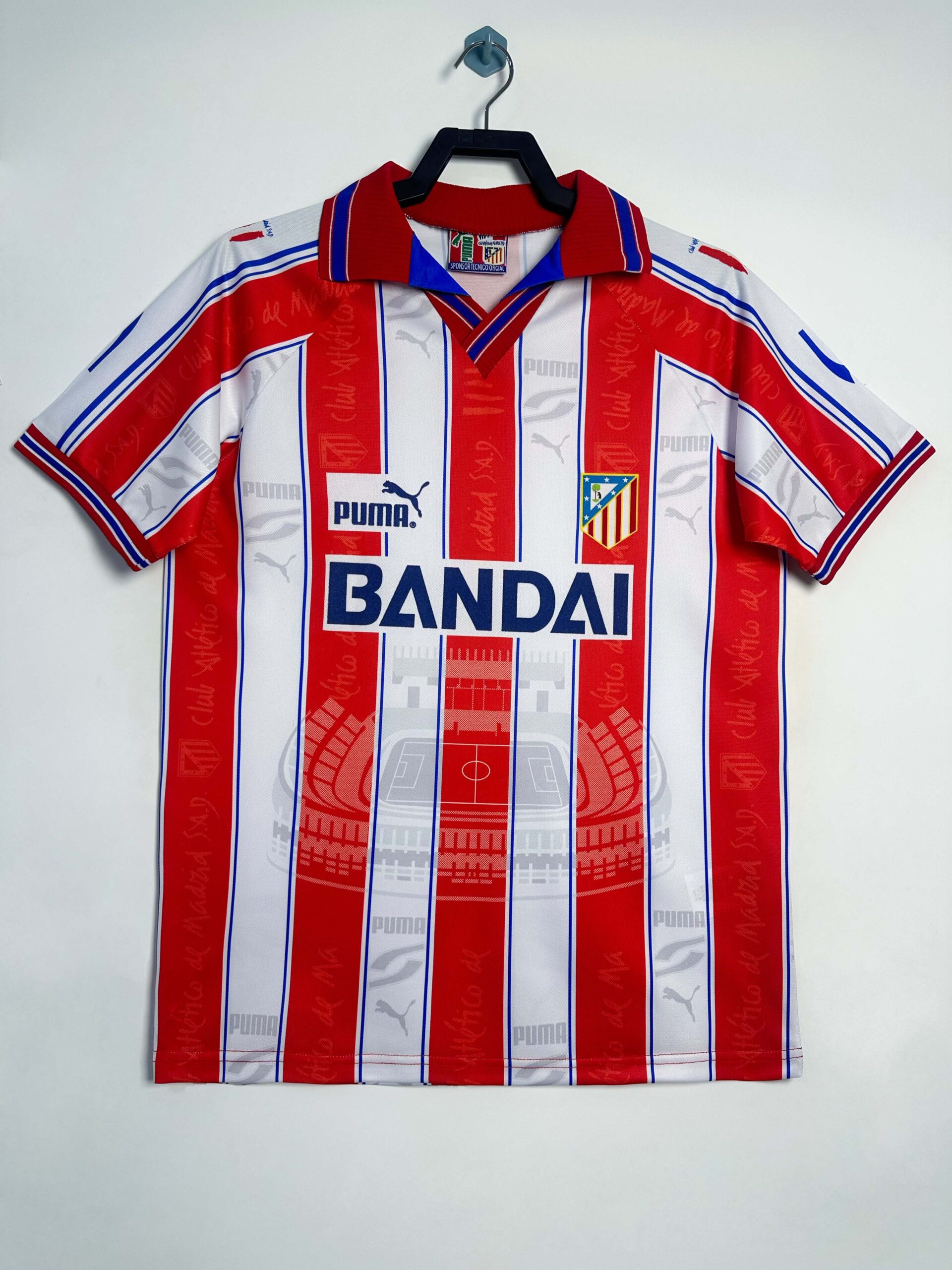 25badd296e12b48503b7b66d97f76dee.jpg 1996/1997 Retro Atletico Madrid Home Football Shirt 1:1 Thai Quality - Image 1