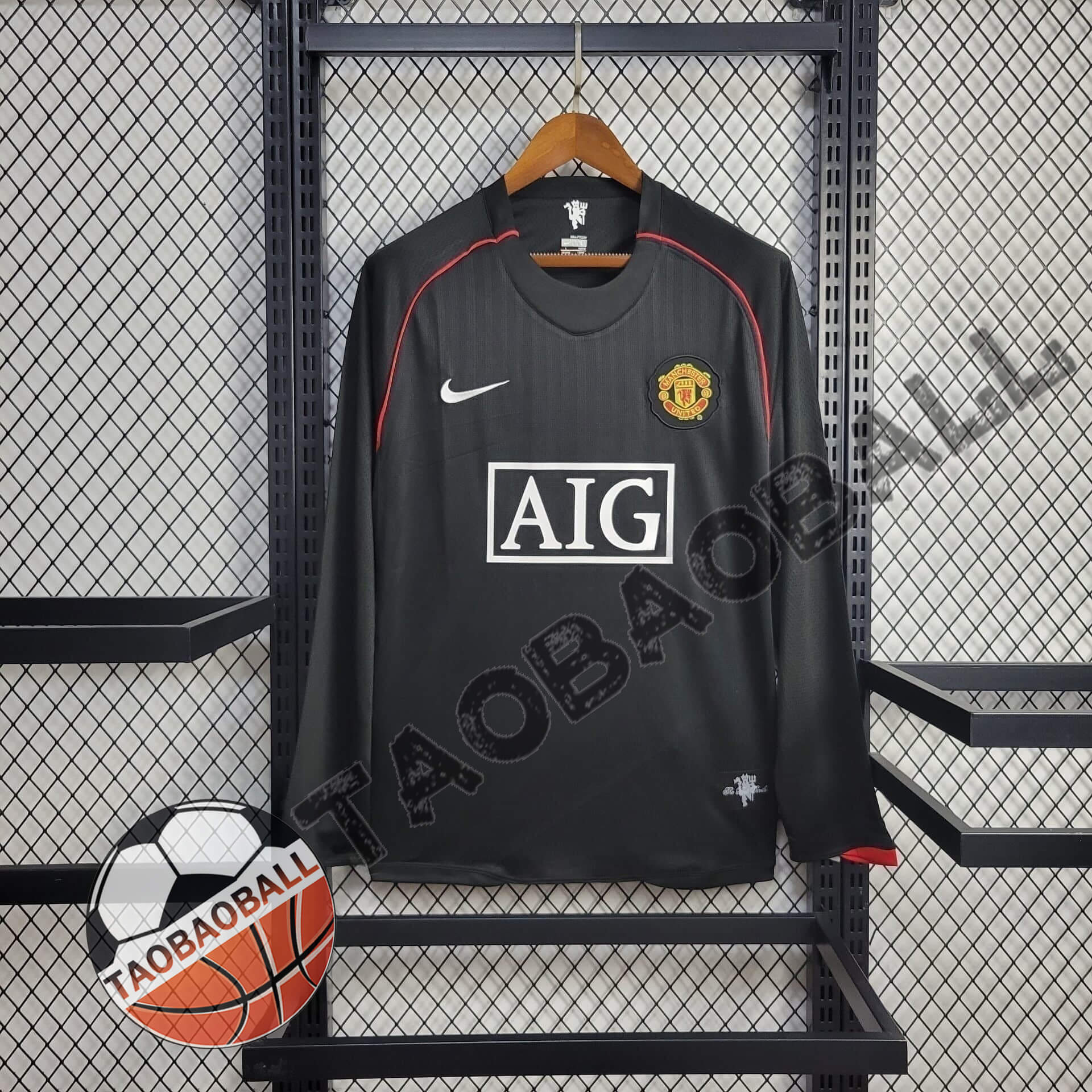 30385e2963d17cc574fe5d90b5de899a.jpg 2007/2008 Retro Long Sleeve Manchester United Away Football Shirt 1:1 Thai Quality - Image 1