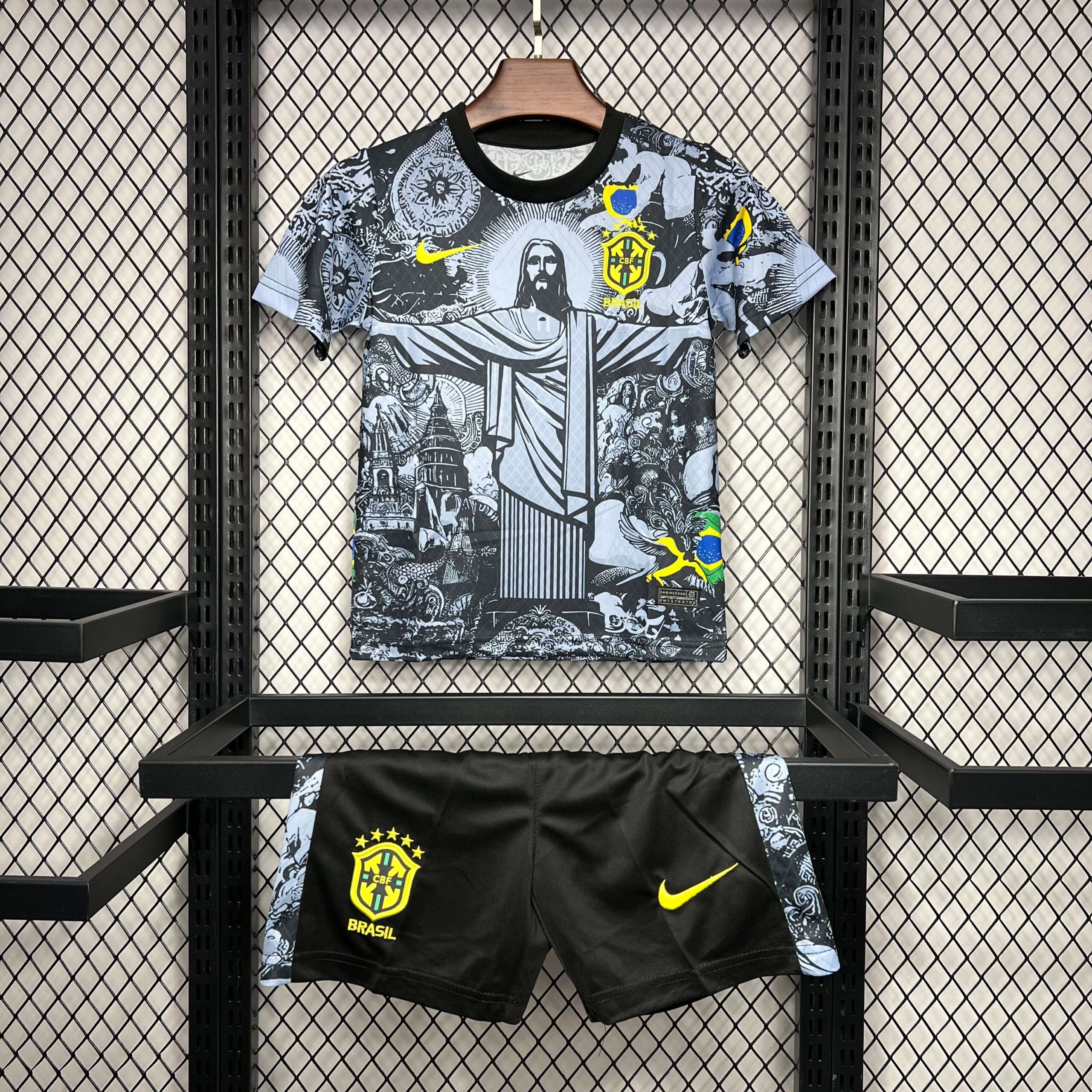 3ce314d3d3614596ddc1527b1645113c.jpg 2024 Brazil Grey Football Shirt Kids Size 1:1 Thai Quality - Image 1