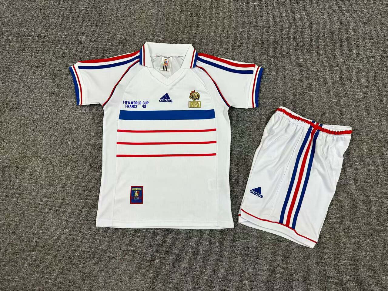 4af9717cc9bea3246542f02e76accb11.jpg 1998 Retro France Away Football Shirt Kids Size 1:1 Thai Quality - Image 1