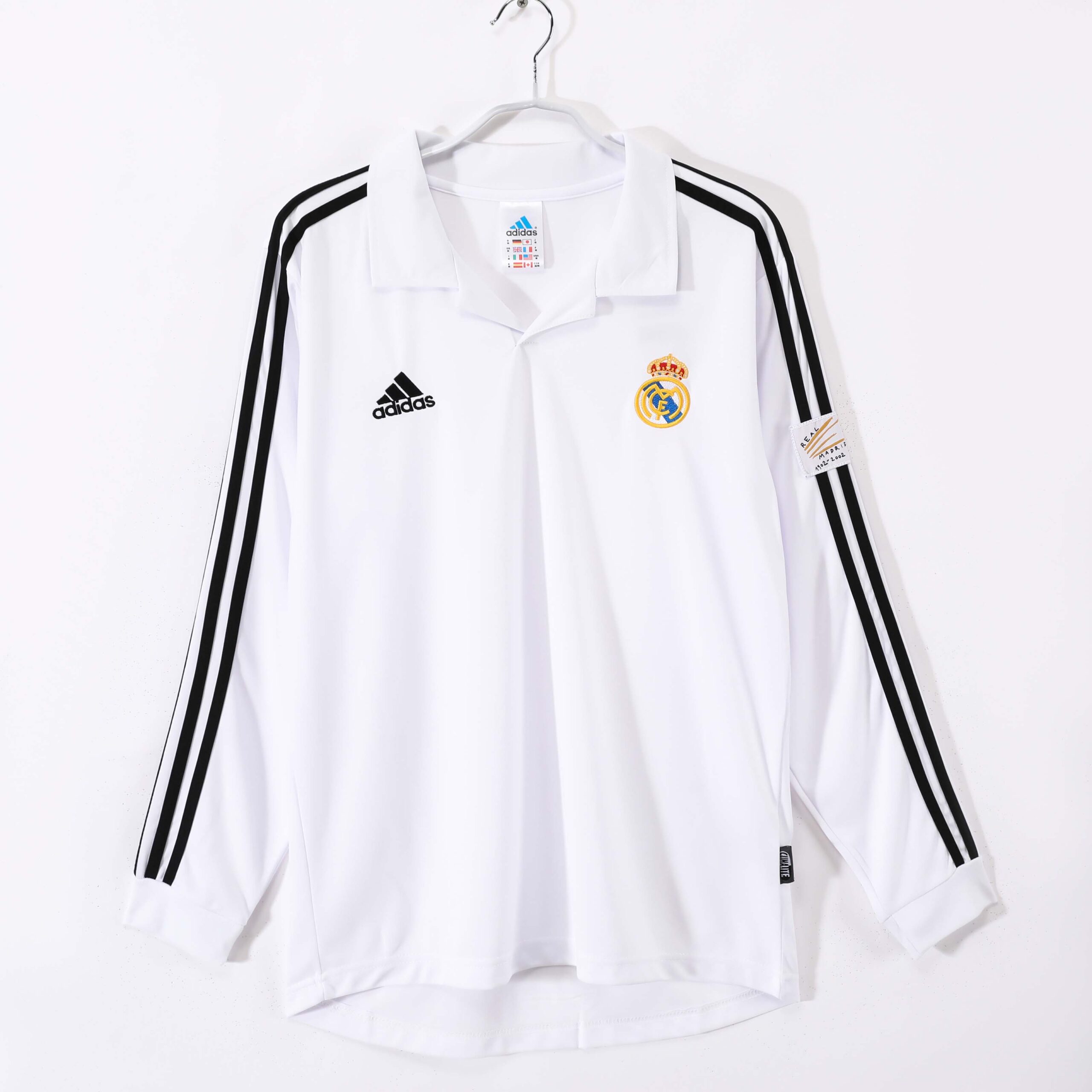 4ce97fb6a7a403bbde1e1cd288d17a97.jpg 2002/2003 Retro Long Sleeve Real Madrid Home Football Shirt 1:1 Thai Quality - Image 1