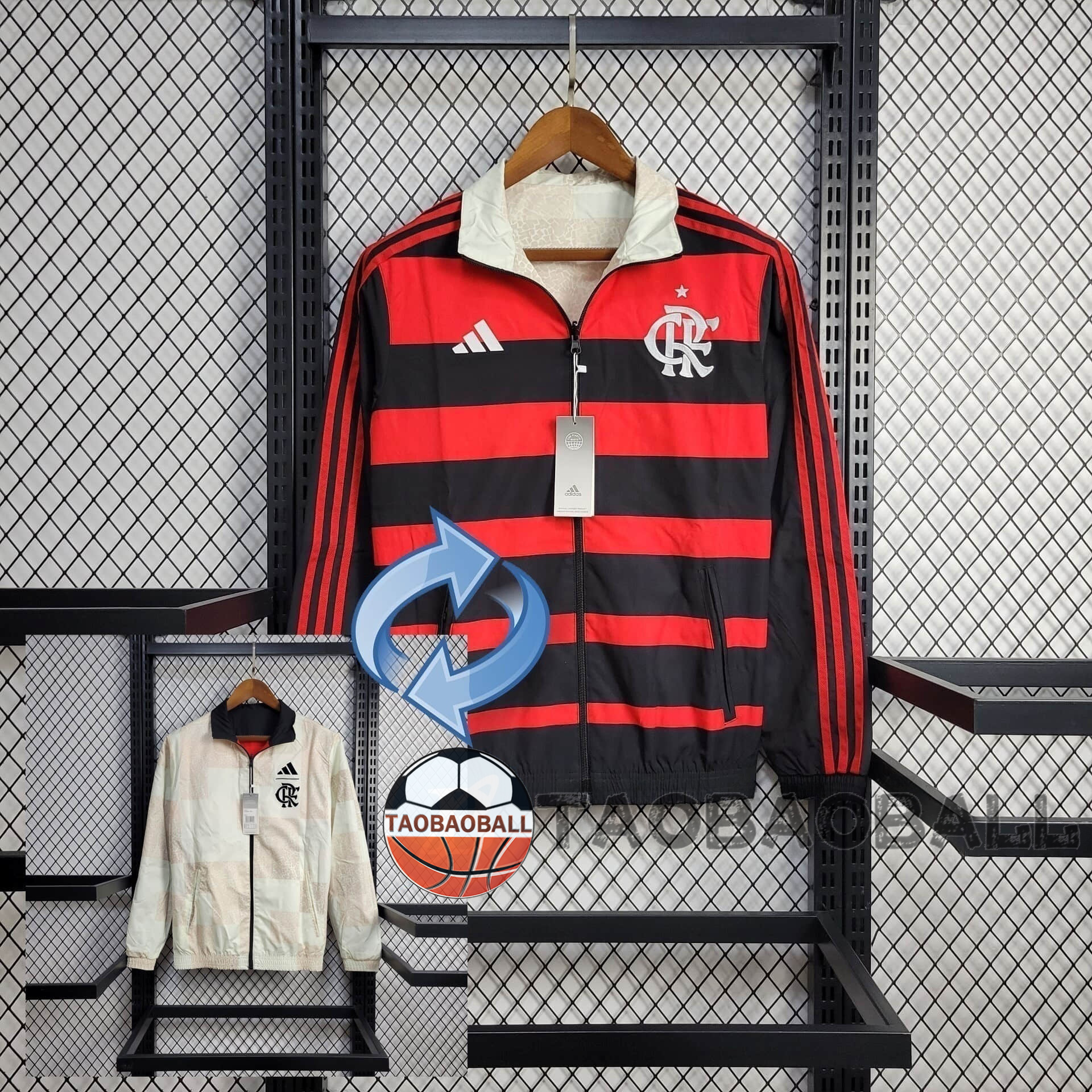 66593f5baa26b9e68ec4a9aa37e2c717.jpeg 2024/2025 Flamengo Reversible Windbreaker Football Shirt - Image 1