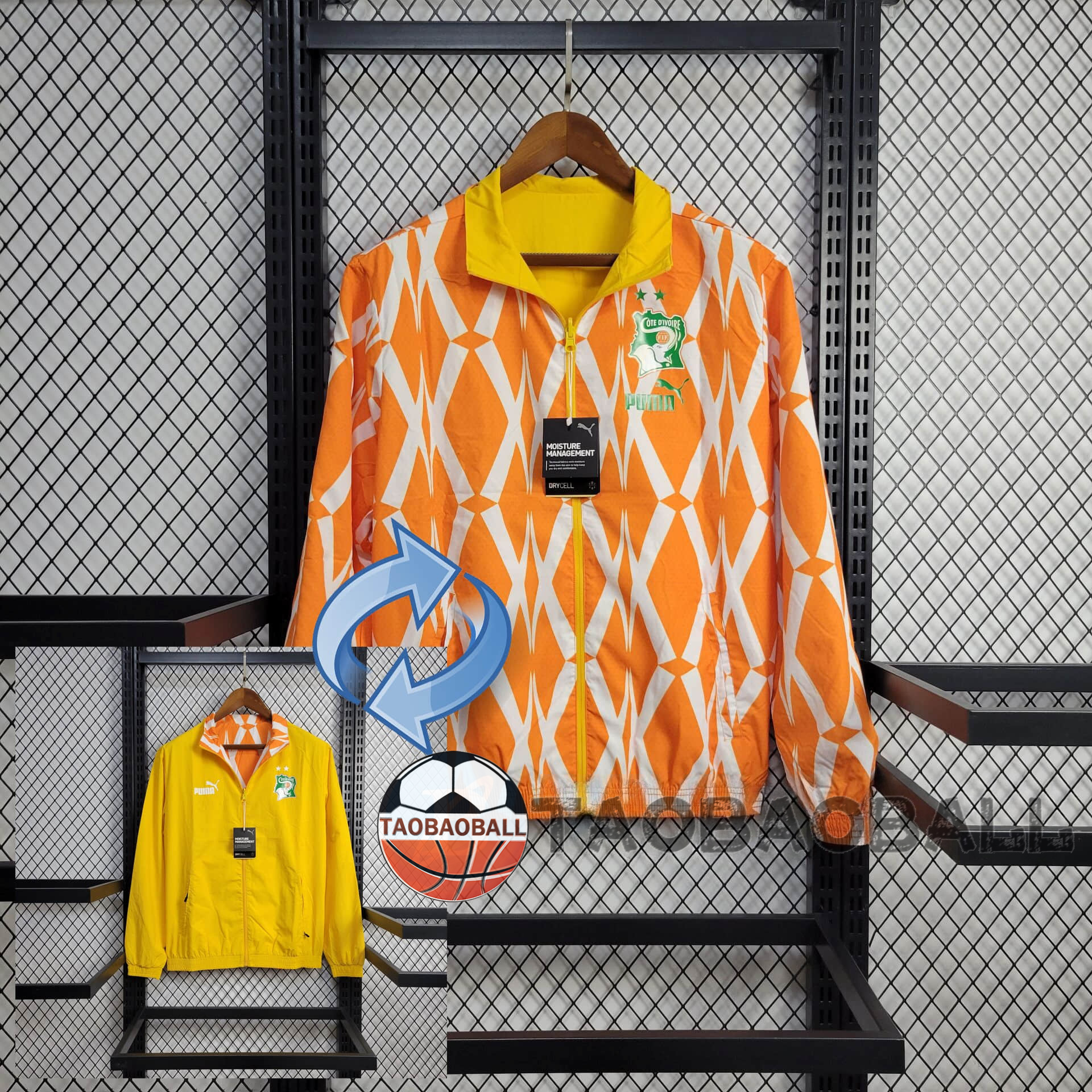 6d65c0d4173f75dee6e3f4ee94e5bbfb.jpeg 2024 Ivory Coast Reversible Windbreaker Football Shirt - Image 1