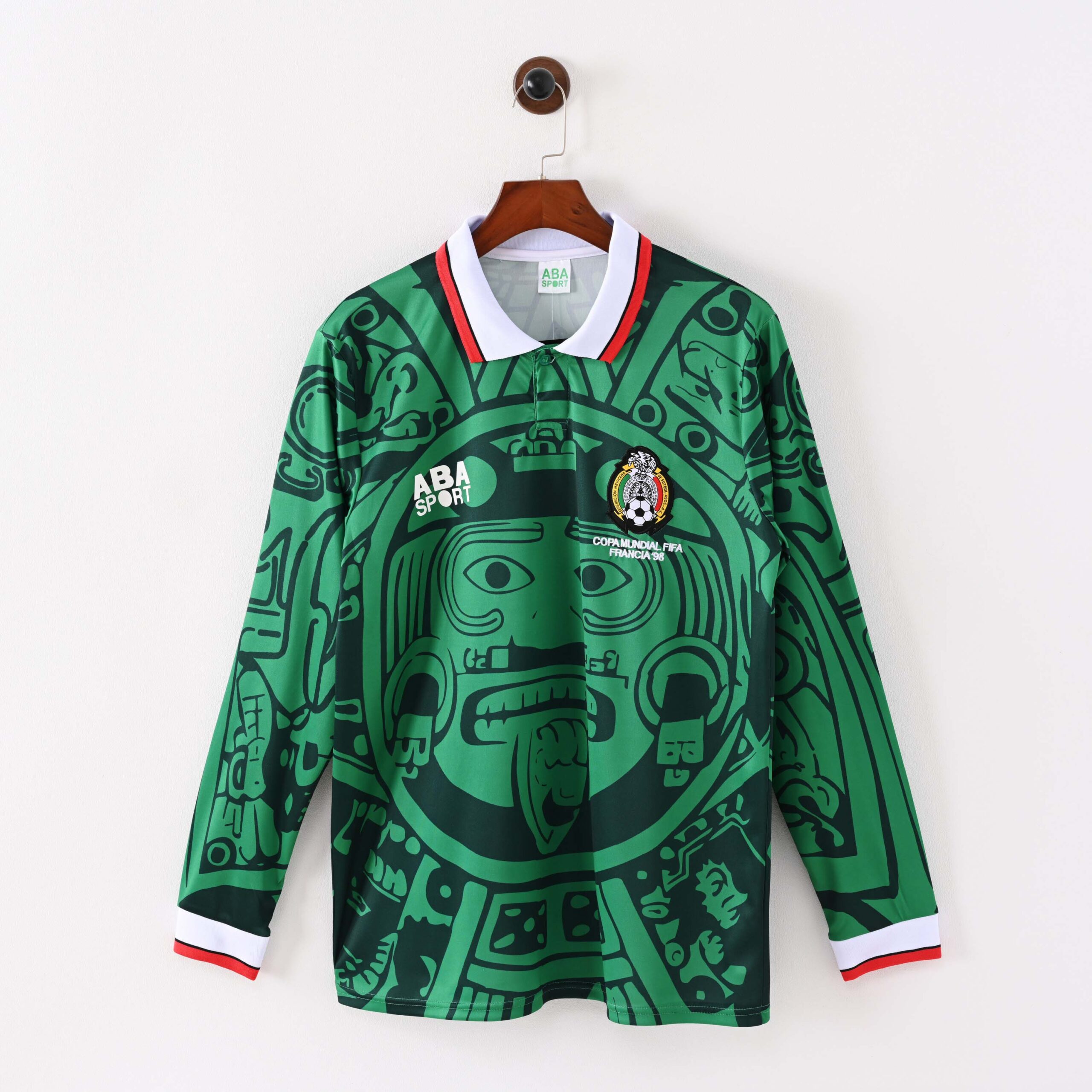 85a03611c829bdf8cc160480b6d05315.jpg 1998 Retro Long Sleeve Mexico Home Football Shirt 1:1 Thai Quality - Image 1