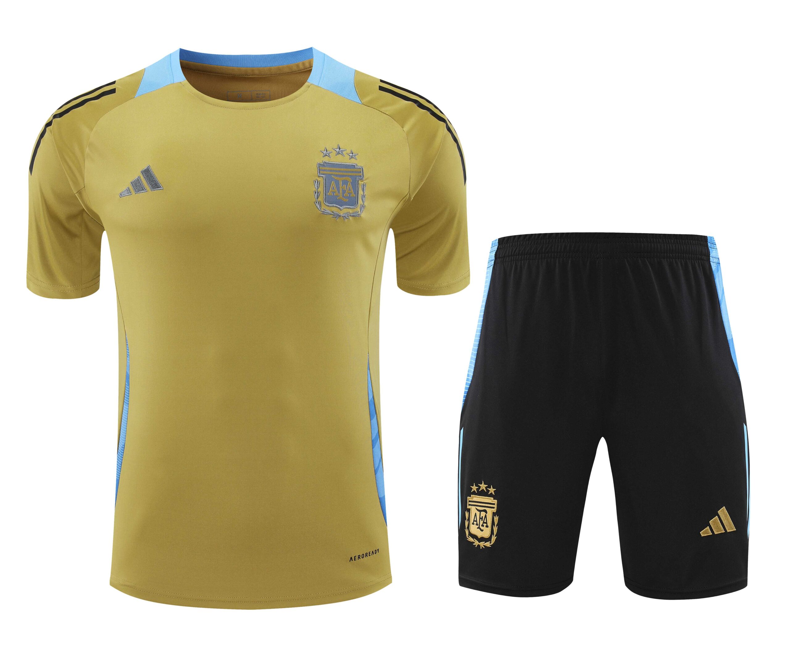 98fb1824a122bcd621a8e5fcd2ff36fd.jpg 2024/2025 Argentina Training Wear Gold Suit Shirt 1:1 Thai Quality - Image 1
