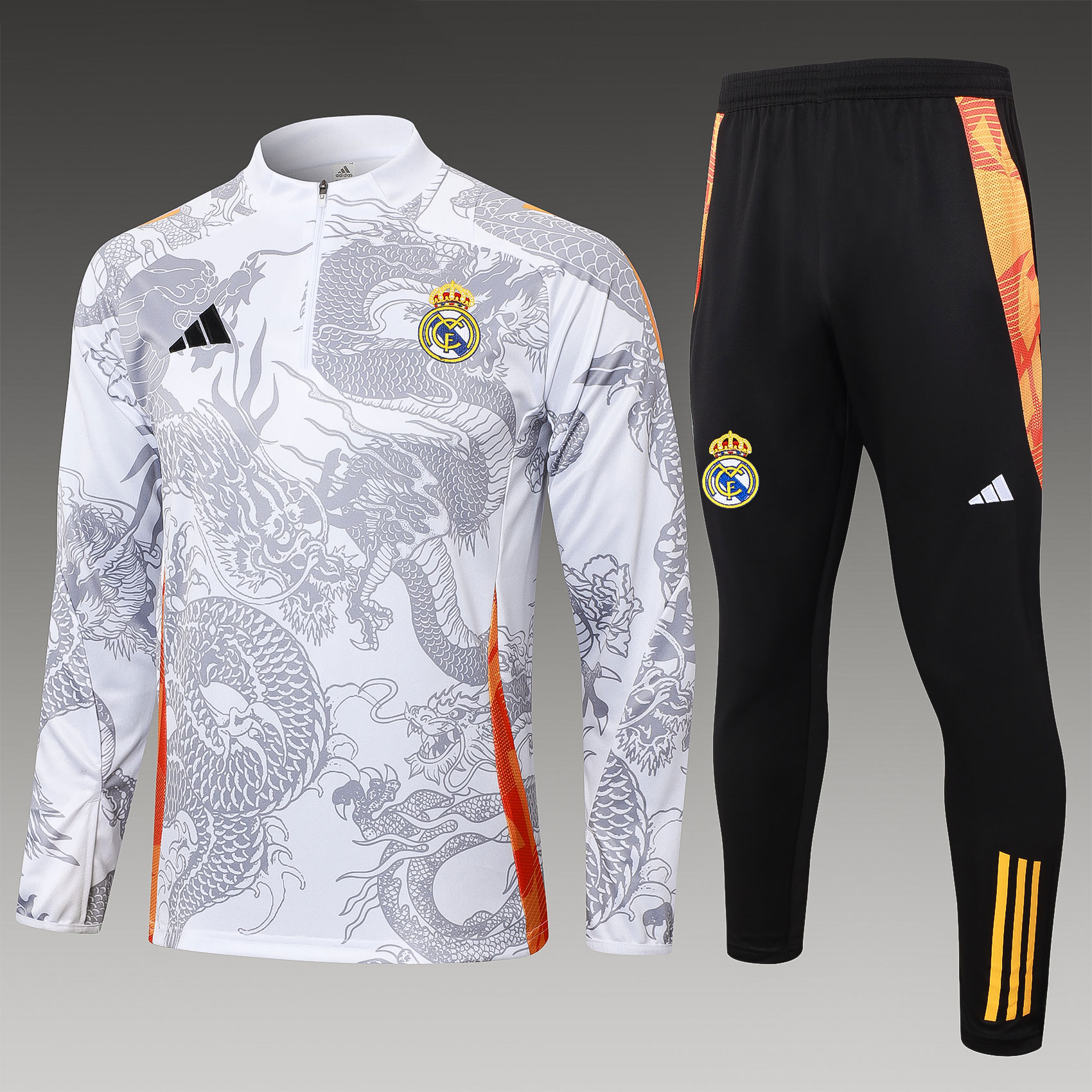 9b1dcceb96ccf06b5340503f00112552.jpg 2024/2025 Real Madrid Half-Pull Training Wear White Football Shirt - Image 1