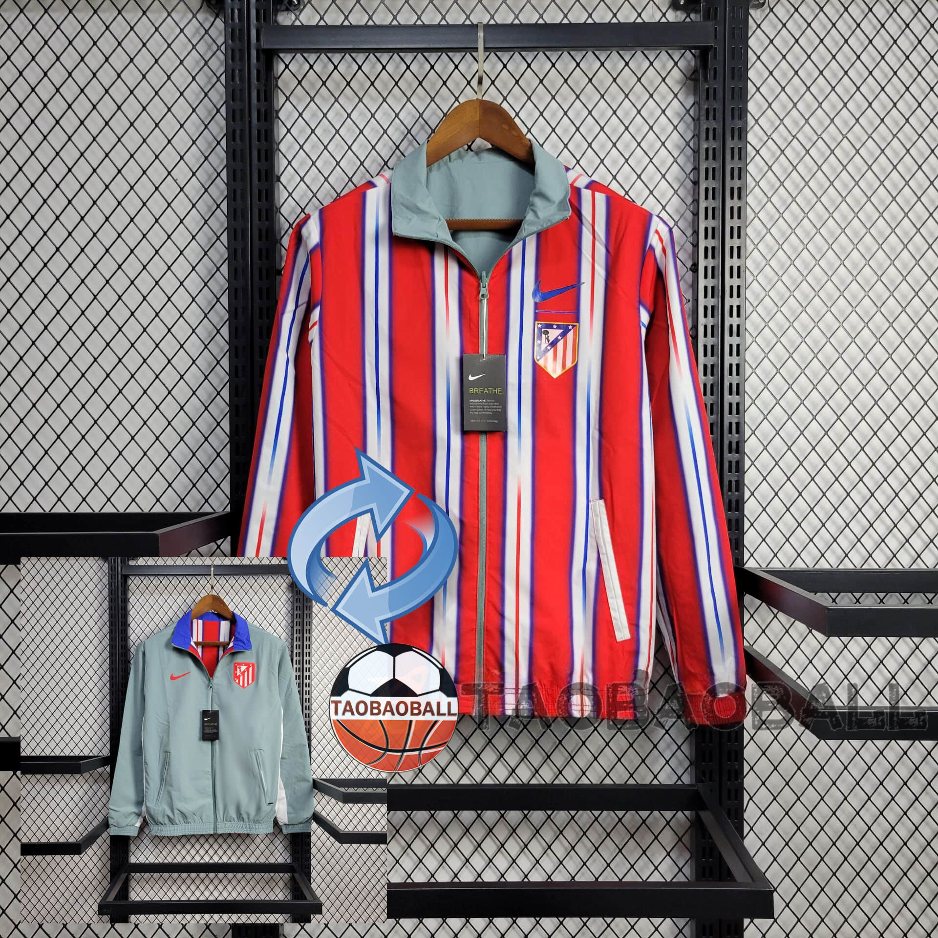 a68a1821ee850c52e0ff9b71086b90ce.jpeg 2024/2025 Atletico Madrid Reversible Windbreaker Football Shirt - Image 1