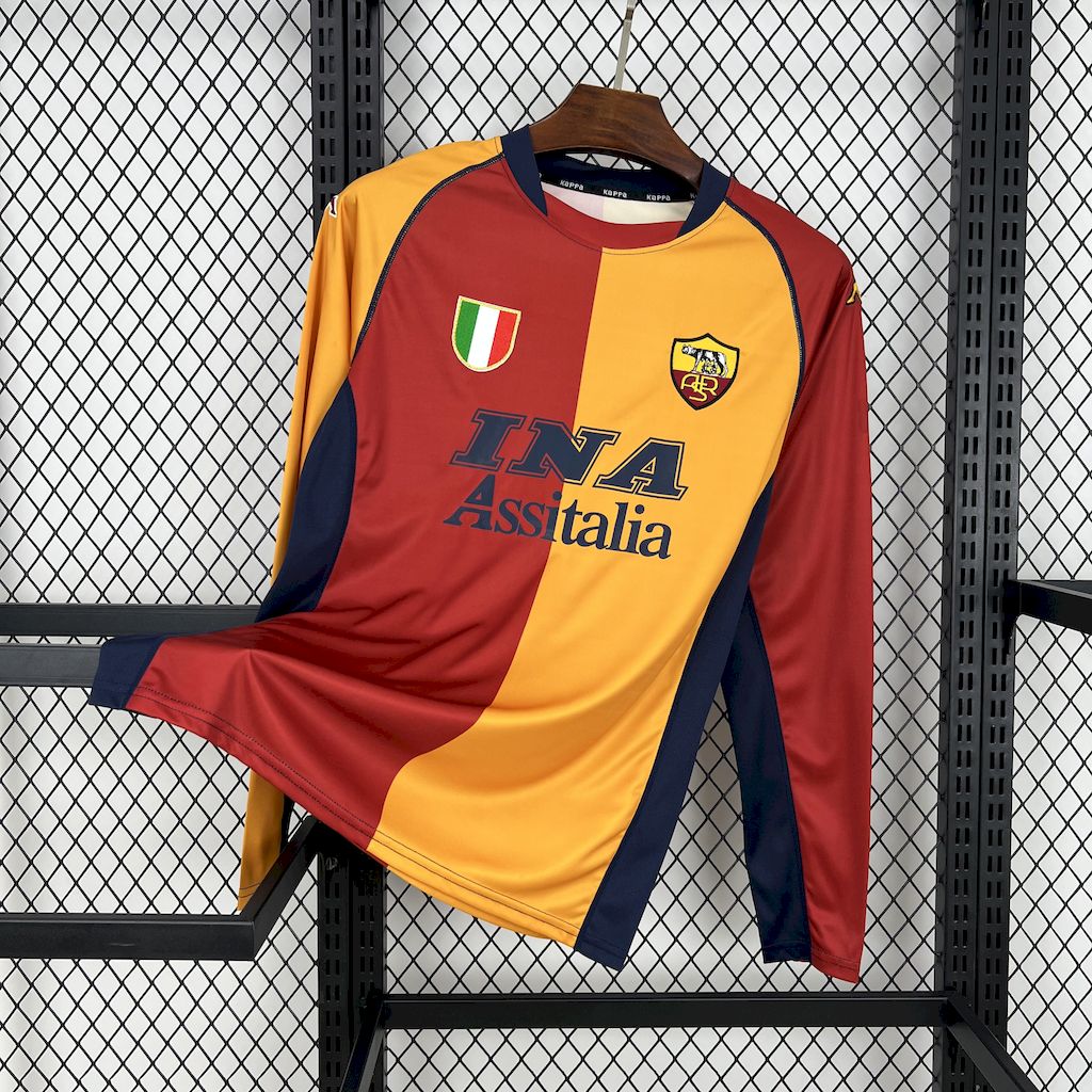 b2663d56957bf3f0d857266caca09dd8.jpg 2001/2002 Retro Long Sleeve AS Roma Home Football Shirt 1:1 Thai Quality - Image 1