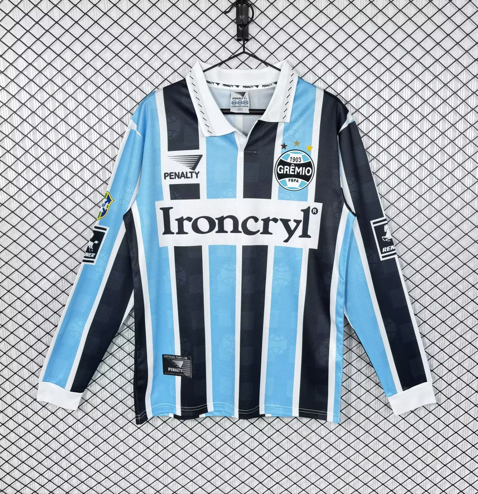 b8149ebb0c8febedc7ffa594c0624b27.webp 1997 Retro Long Sleeve Gremio Home Football Shirt 1:1 Thai Quality - Image 1