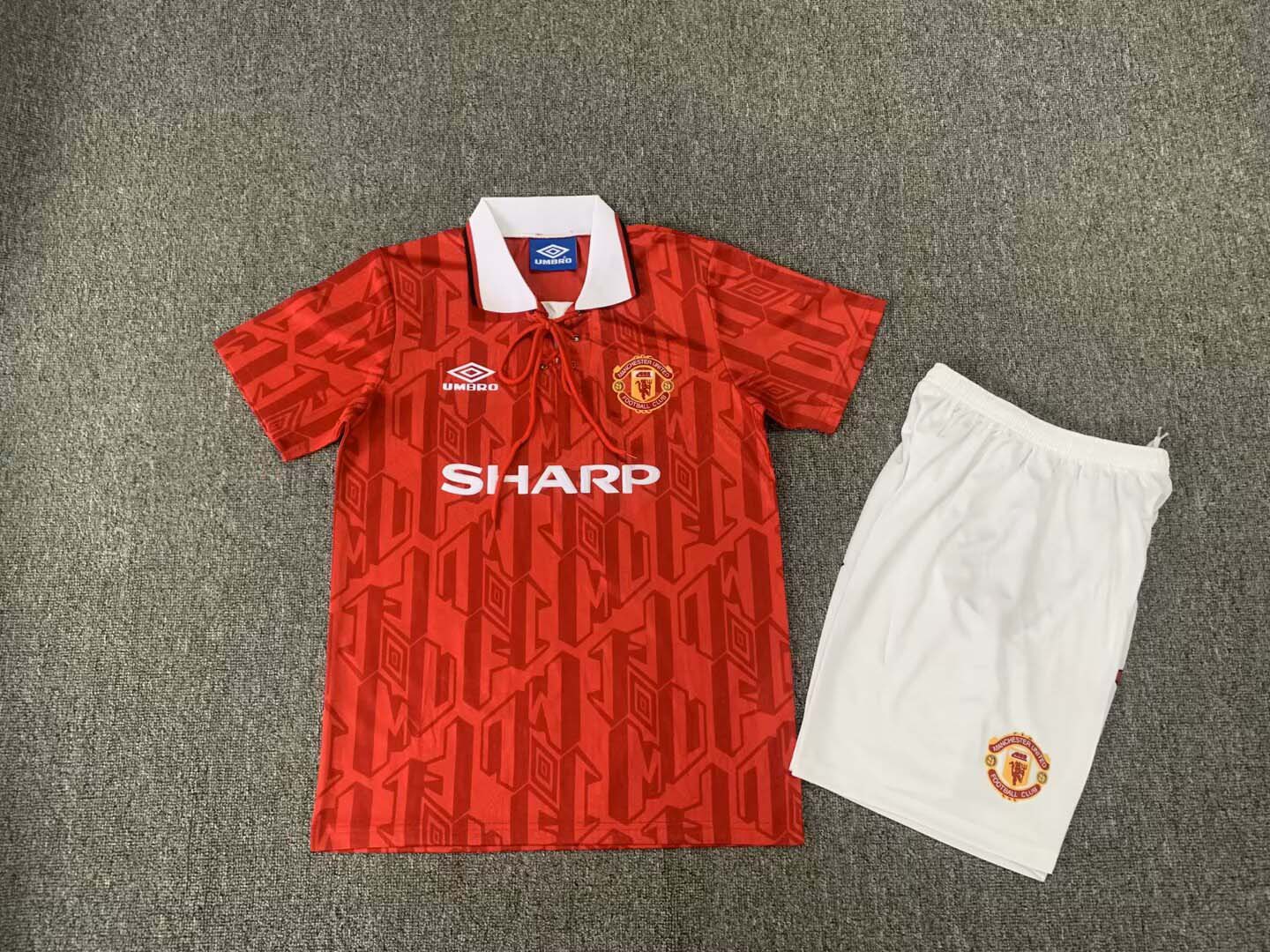 c479ba53a966b7008cf965d49dbb8b06.jpg 1992/1994 Retro Manchester United Home Football Shirt Kids Size 1:1 Thai Quality - Image 1
