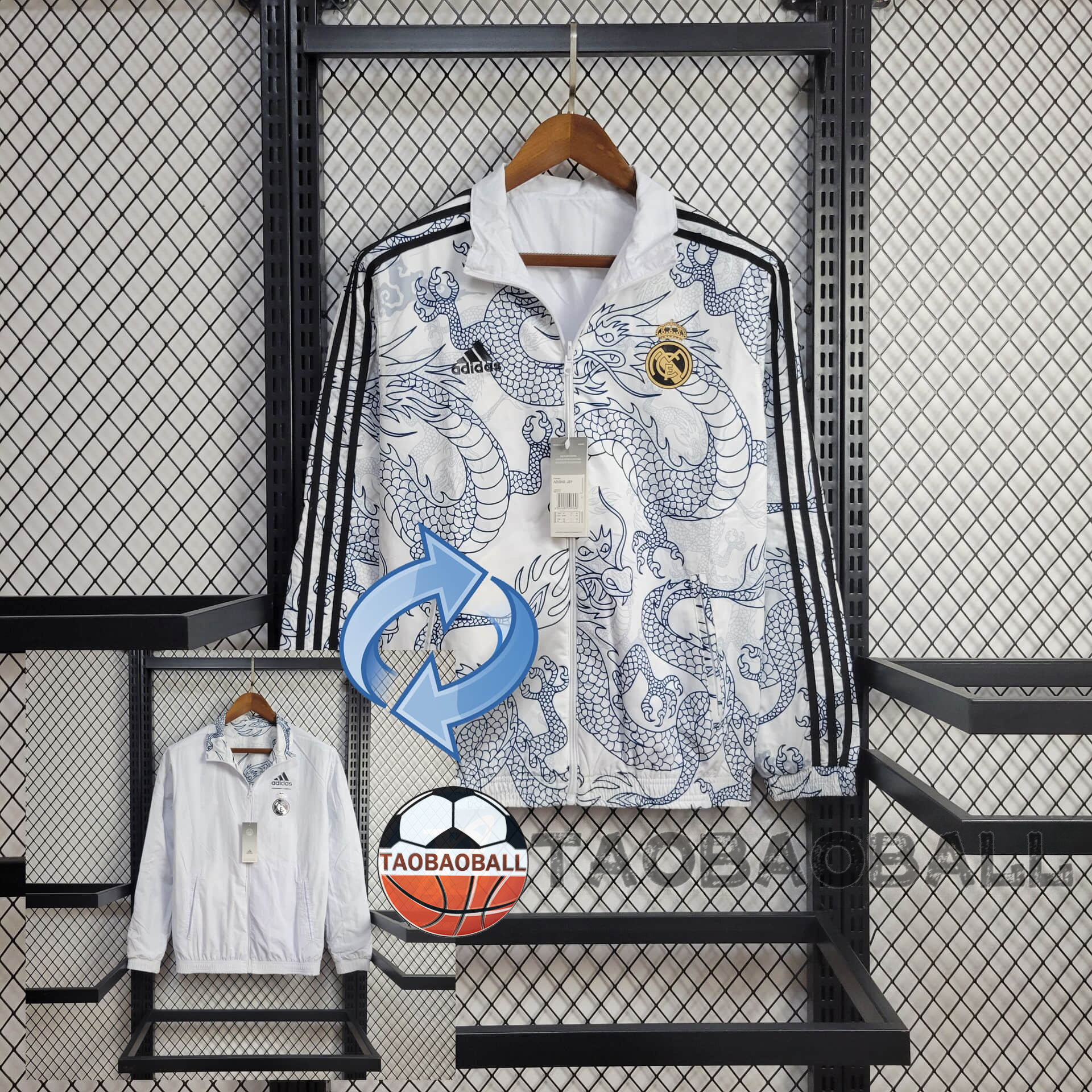 c512c8ea4e9fd6740774a00d754e7947.jpeg 2024/2025 Real Madrid Reversible Windbreaker Football Shirt - Image 1