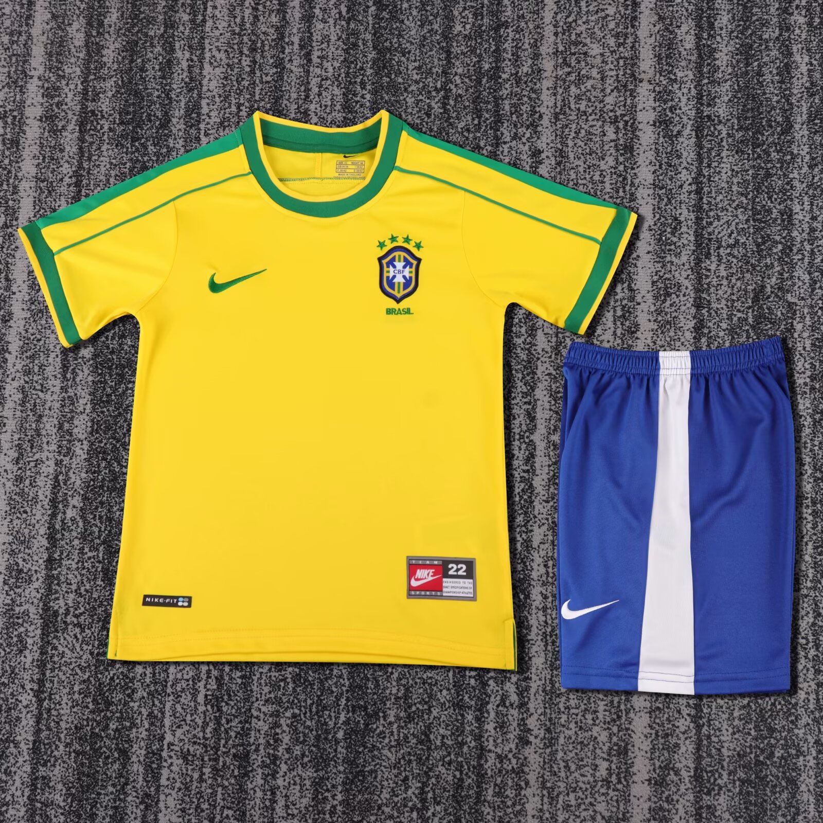 ca7d238d3ae6e1b2e1b03948d65b3218.jpg 1998 Retro Brazil Home Football Shirt Kids Size 1:1 Thai Quality - Image 1