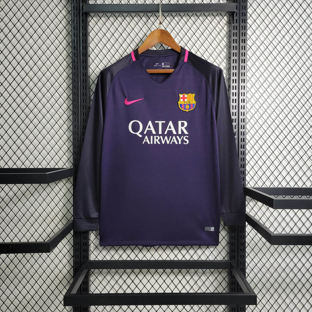 e2cff2c58442f2a8099af18a964ba972.jpeg 2016/2017 Retro Long Sleeve Barcelona Away Football Shirt 1:1 Thai Quality - Image 1