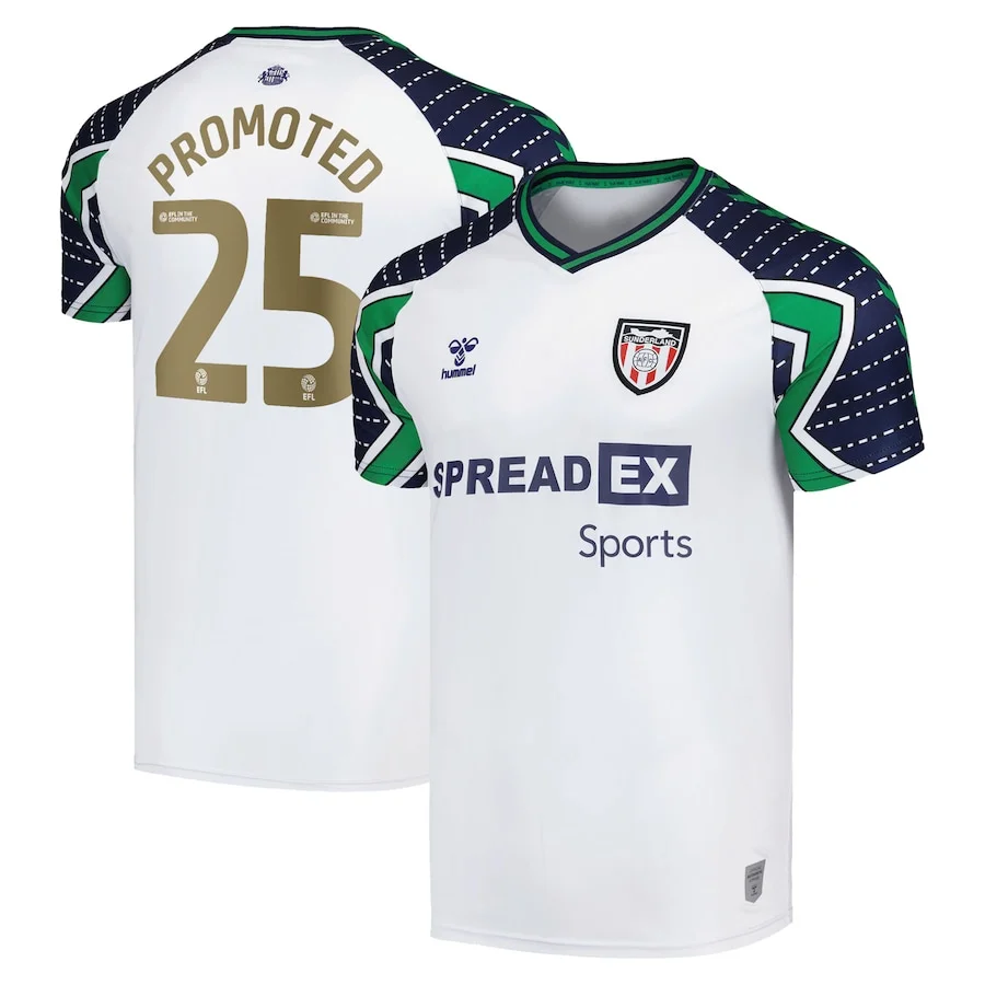 f4cbf1d7347b03d1ef76a7a28f34f9c6.webp 2024/2025 Sunderland Away 'Play Off Winners' Shirt with Promoted 25 printing 1:1 Thai Quality - Image 1